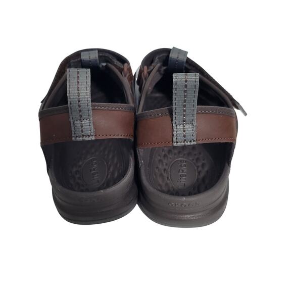 Crocs Men Yukon Fisherman Sandals In Brown Faux Leather Size 10 NEW 12426-2835 main image 2